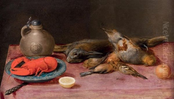 Nature Morte Au Homard Et Oiseaux Oil Painting by Alexander Adriaenssen