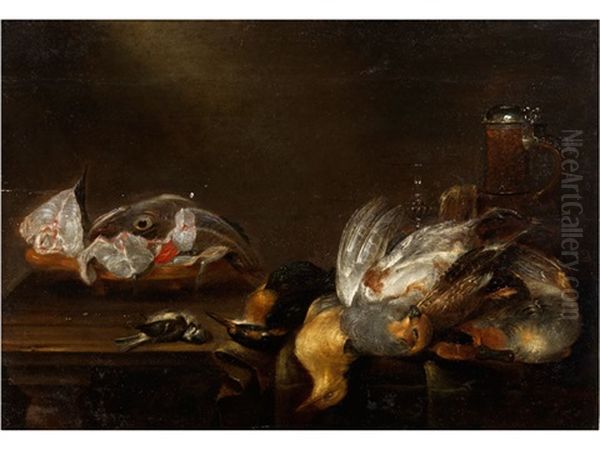 Stilleben Mit Toten Vogeln, Fischen Und Prunkhumpen Oil Painting by Alexander Adriaenssen