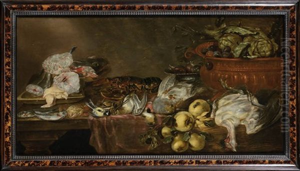 Nature Morte Au Gibier, Aux Fruits, Aux Legumes Et Aux Poissons Oil Painting by Alexander Adriaenssen