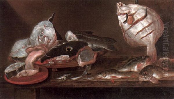 Still Life Of Various Fish On A Tabletop Oil Painting by Alexander Adriaenssen