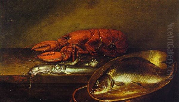 Still Life Of Lobster And Fish Oil Painting by Alexander Adriaenssen