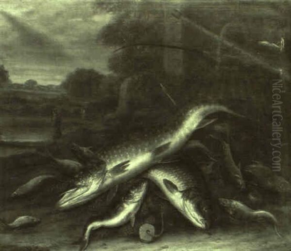 Fischstilleben In Der Landschaft Oil Painting by Alexander Adriaenssen