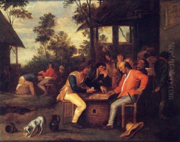 Les Joueurs De Cartes Oil Painting by Vincent Adriaenssen