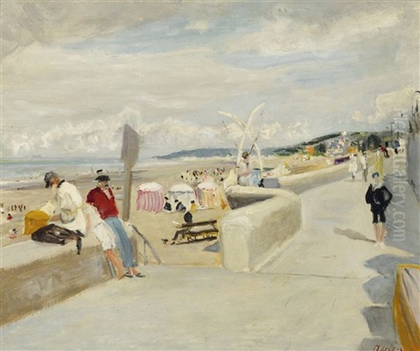 Au Bord De La Plage; Personnages Sur La Plage: Two Works Oil Painting by Lucien Adrion
