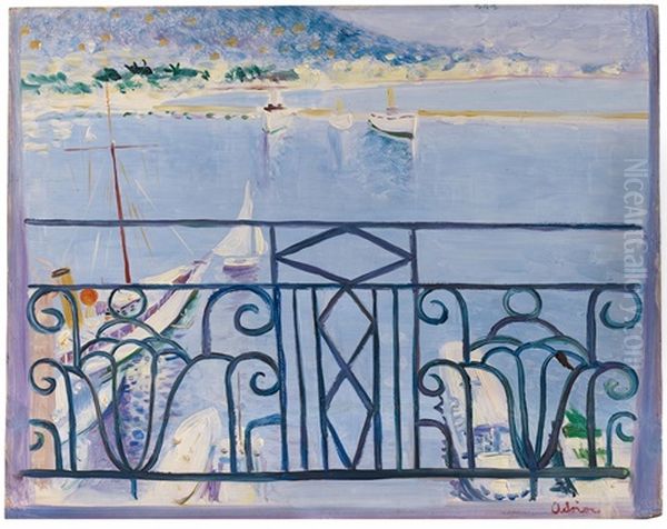 Balcon Sur Le Port (monaco) Oil Painting by Lucien Adrion