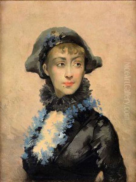 Portrait De La Comedienne Rejane Oil Painting by Louise Abbema