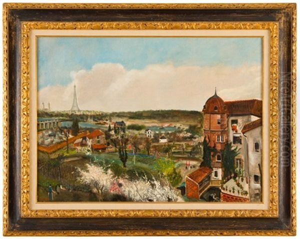 Parizske Predmesti Oil Painting by Lucien Adrion