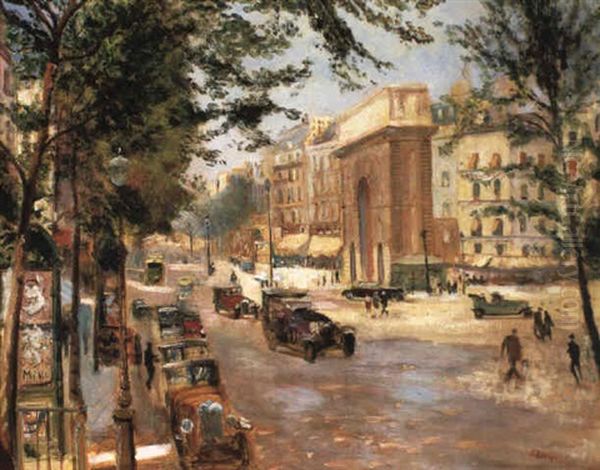 Porte Saint Denis, Paris Oil Painting by Lucien Adrion