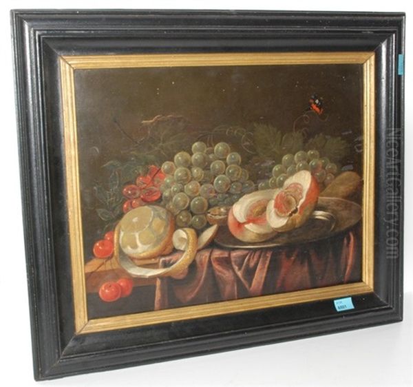Stilleben Mit Zitrone, Trauben, Kirschen Und Pfirsich Oil Painting by Willem Van Aelst