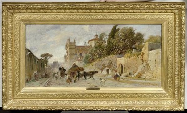 Strassenszene In Rom Oil Painting by Franz Theodor Aerni