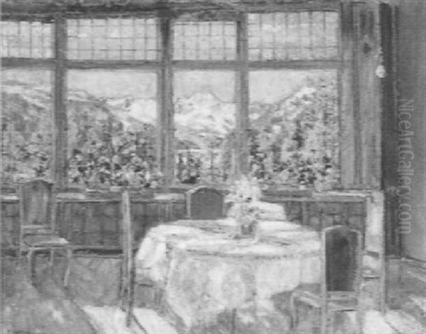 Zimmer Mit Blick Auf Ein Gebirge Oil Painting by Jean Affeltranger