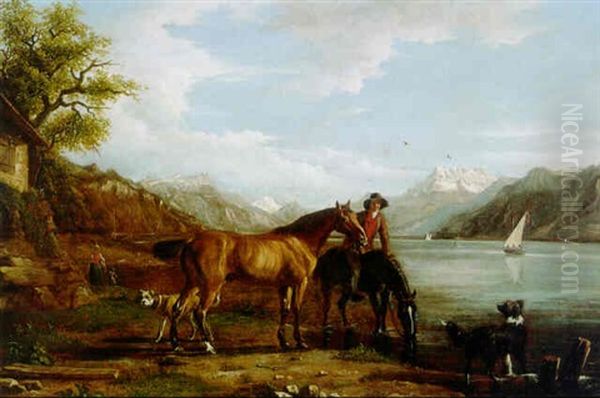 Reiter Am Genfersee Oil Painting by Jacques-Laurent Agasse