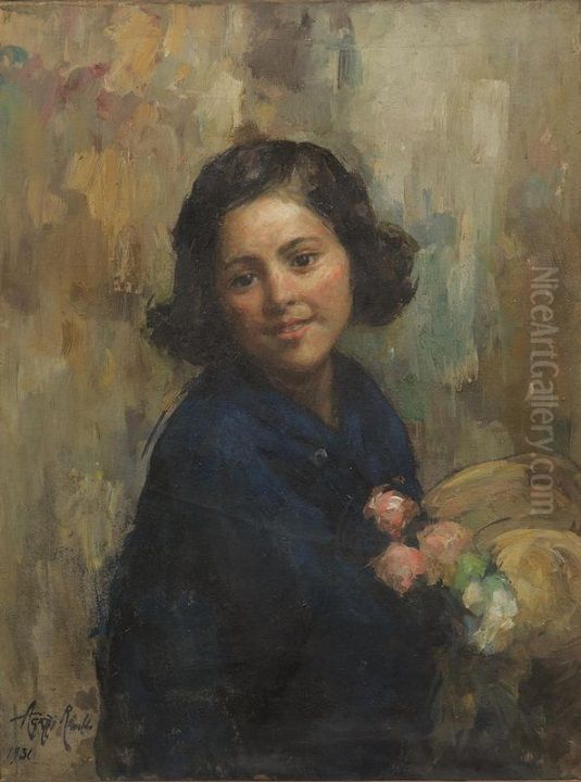 Ritratto Di Fanciulla Oil Painting by Rinaldo Agazzi