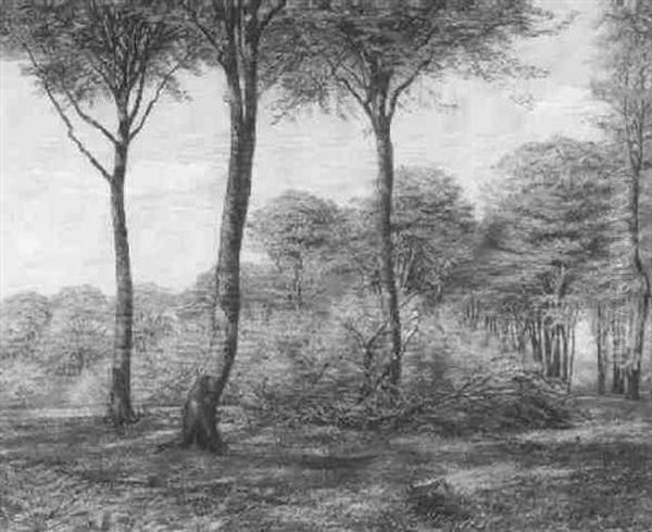 Skovlysning Med Kvas Oil Painting by Hans Mortensen Agersnap