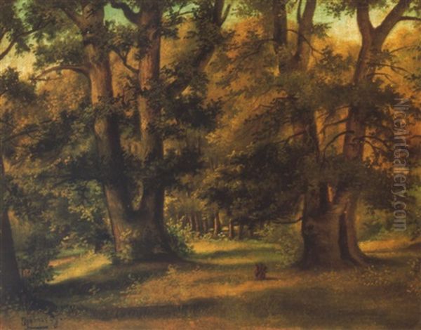 A Szazholdas Pagony (100 Acre Wood) Oil Painting by Gyula Agghazy