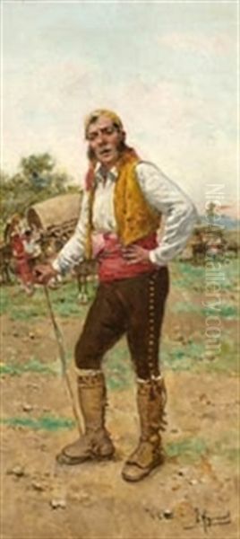 Gitano En La Acampada Oil Painting by Joaquin Agrasot y Juan
