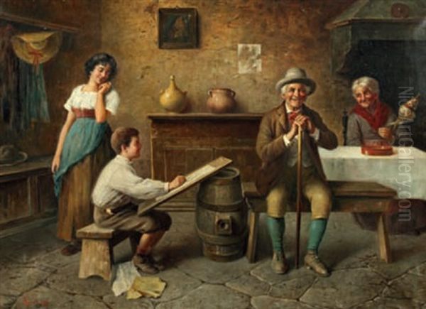 La Famille Oil Painting by Luigi Agretti