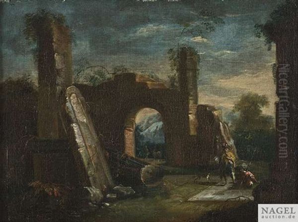 Ruinencapriccio Mit Hirten Oil Painting by Christoph Ludwig Agricola