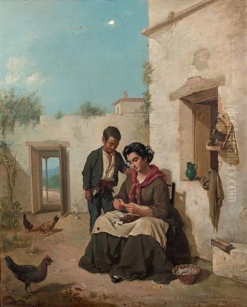 La Cigarettiere, 1868 Oil Painting by Manuel Cabral Cabral y Aguado Bejarano