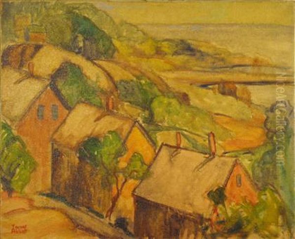 Study For 'houses On The Hillside' Oil Painting by Yarnall Abbott