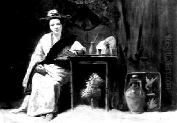 Geisha Girl Oil Painting by George W. Aikman