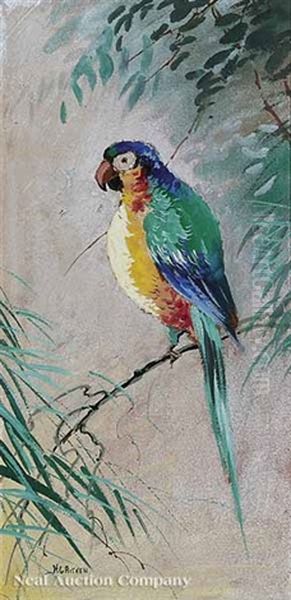 Green-winged Macaw (+ 3 Others; 4 Works) Oil Painting by Harry G. Aitken