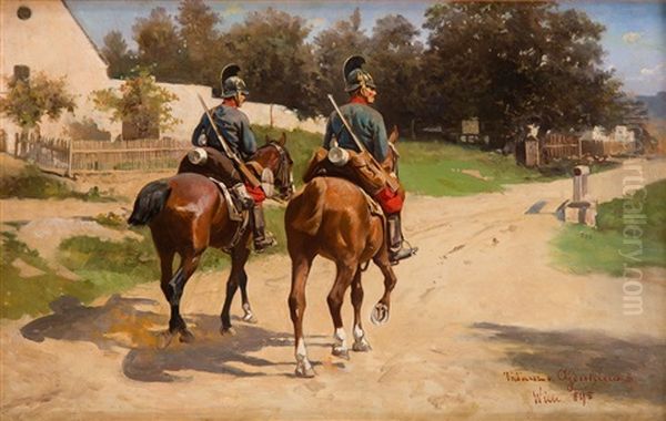 Horse Soldiers Oil Painting by Tadeusz Ajdukiewicz