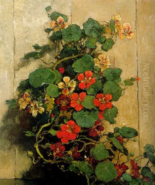 Indian Cress Oil Painting by Johannes Evert Hendrik Akkeringa