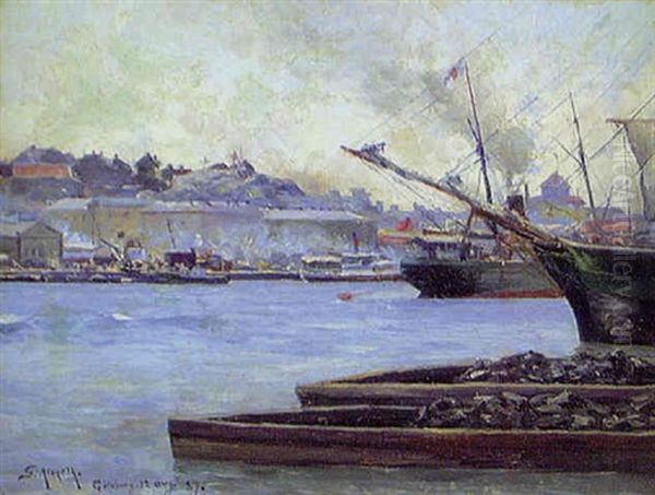 Gotesborgs Hamn Oil Painting by Gustaf Albert