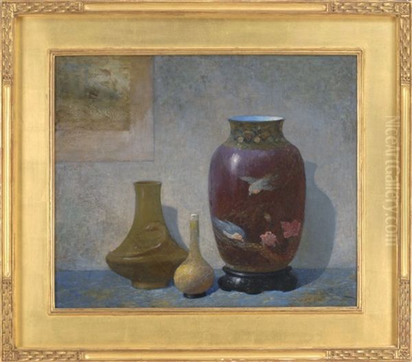Still Life Of Oriental Ceramics Oil Painting by Ernest Albert