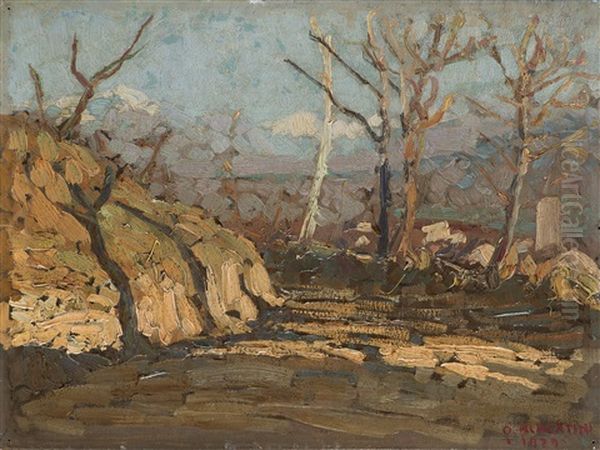 Sole D'inverno. Viconago Oil Painting by Oreste Albertini