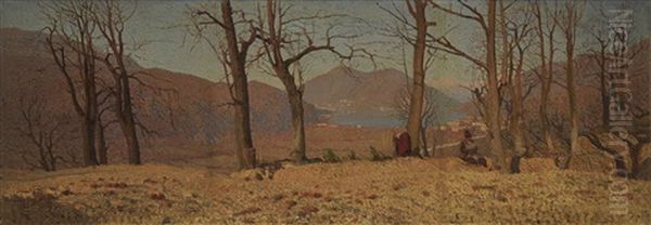 In Val Ceresio, Varese Febbraio Oil Painting by Oreste Albertini