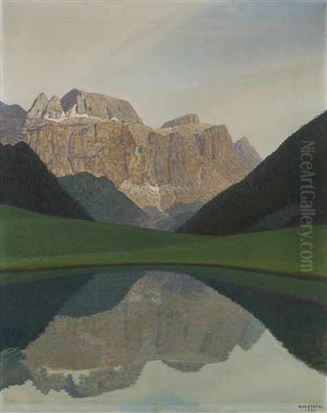 Veduta Lacustre Con Monti Sullo Sfondo Oil Painting by Oreste Albertini