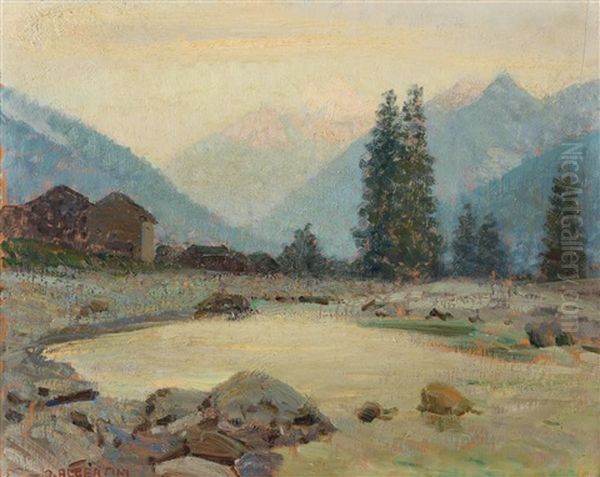 Kleiner See In Den Alpen Oil Painting by Oreste Albertini