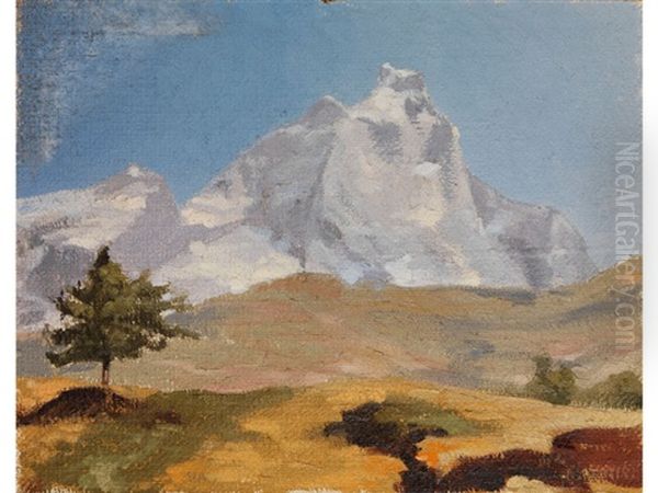 Blick Auf Einen Berggipfel Oil Painting by Oreste Albertini