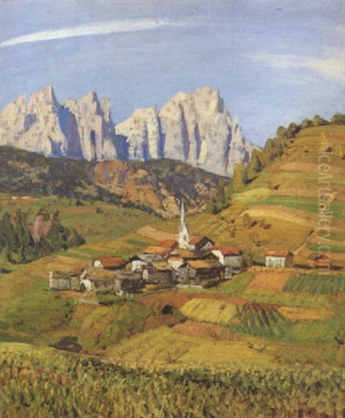 Val Di Fassa Oil Painting by Oreste Albertini