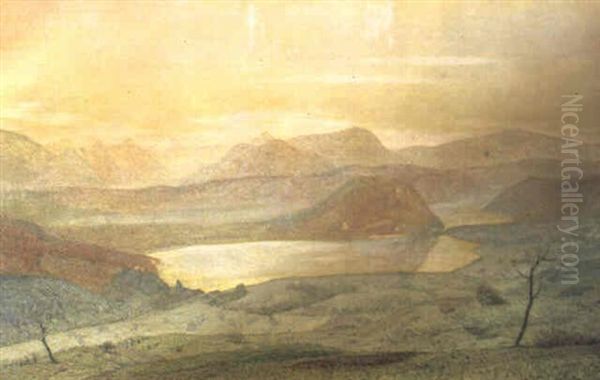 Panorama Da Viconago, Con Effetto Di Sole Oil Painting by Oreste Albertini