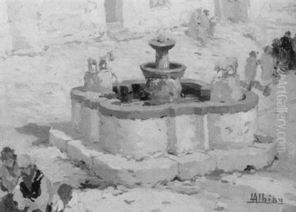 Alter Marktbrunnen Oil Painting by Luca Albino