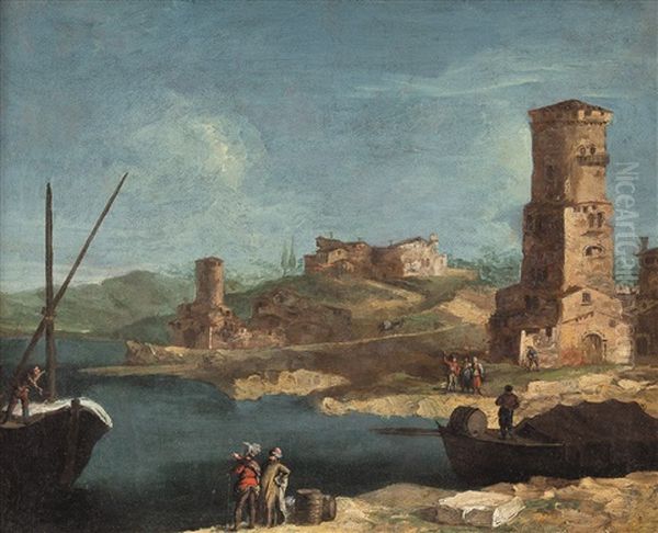 Paesaggio Costiero Di Fantasia Oil Painting by Francesco Albotto