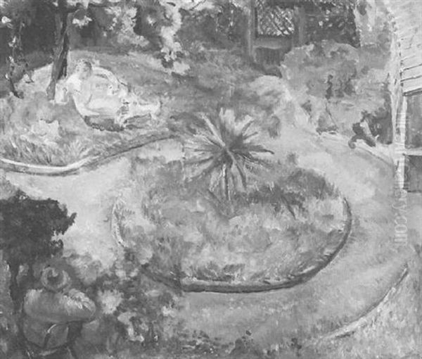 Our Garden Oil Painting by Gertrude Partington Albright