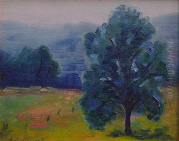Cemetary (sic) Hill; Grey Day, Woodstock Oil Painting by Henry James Albright