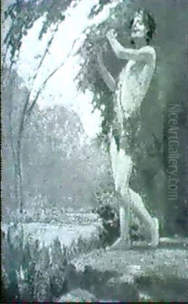 Fluteplayer Oil Painting by Henry James Albright