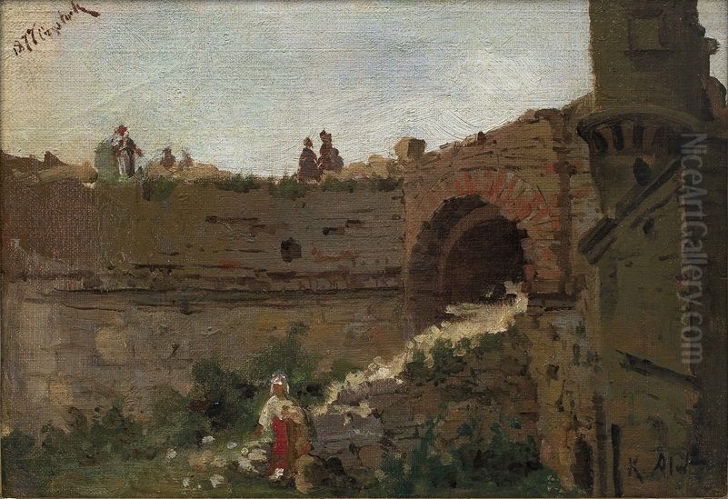 Defence Walls Oil Painting by Kazimierz Alchimowicz