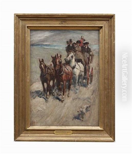 A Coaching Scene Oil Painting by Cecil Charles Aldin
