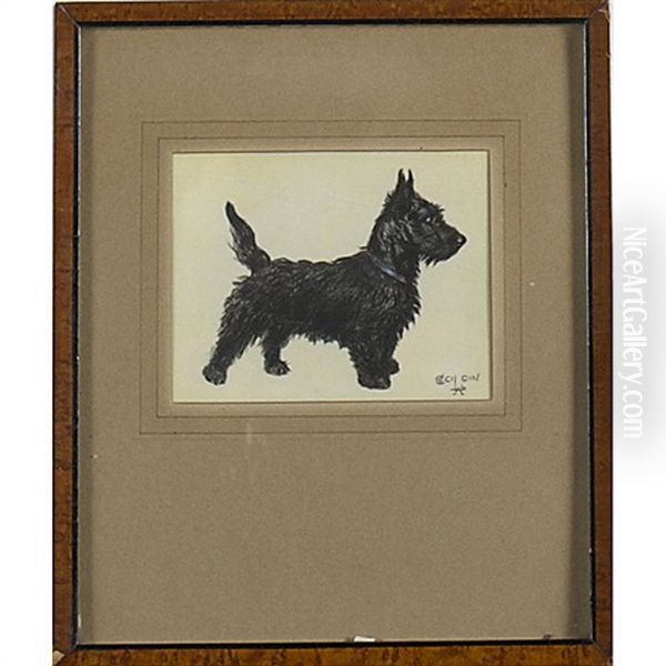 Scottie Oil Painting by Cecil Charles Aldin