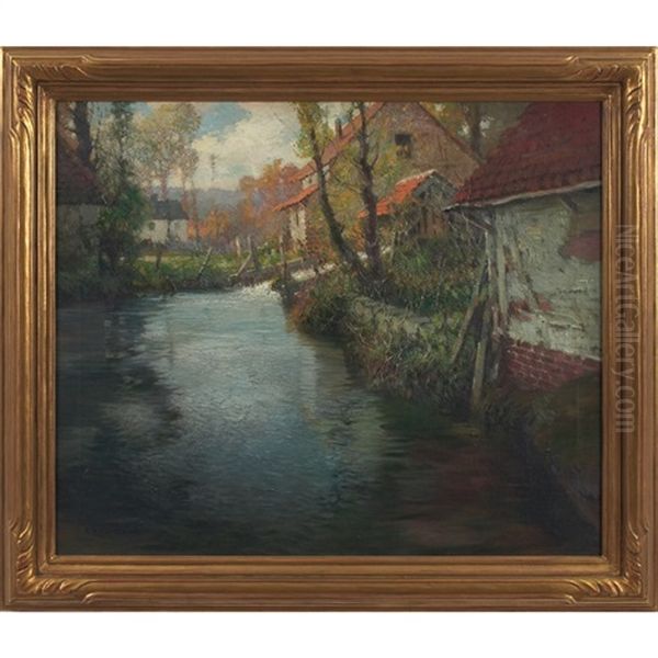 The Old Mill At Ancoury, Normandy Oil Painting by George Ames Aldrich