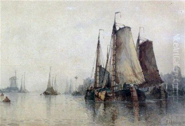 Sheep In A Landscape Oil Painting by Frederick James Aldridge