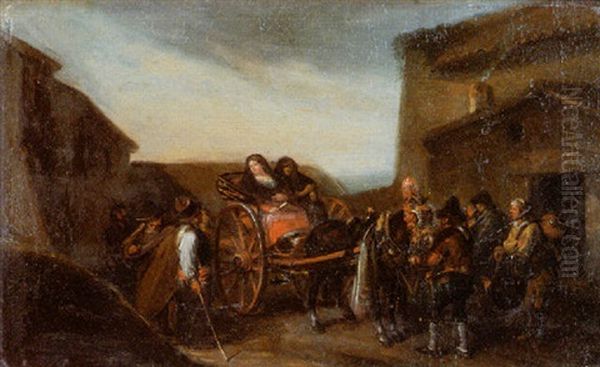 La Caleche Pres De L'auberge Oil Painting by Leonardo Alenza Y Nieto