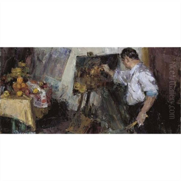 The Artist At Work Oil Painting by Alexandre Joseph Alexandrovitch