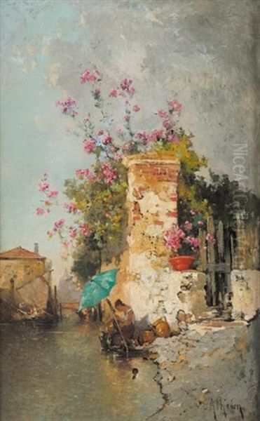 Vue De Venise Oil Painting by Jean D'Alheim